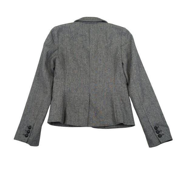 Banana Republic Herringbone Wool Tweed Blazer Jacket Two Button Women's 2 Gray - Picture 2 of 8